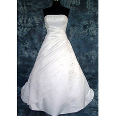 New Style Stunning and Graceful A-Line Strapless Court train Satin Beading with Embroider Dress for Bride/Bridal Gown