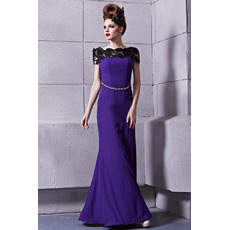 Custom Off-the-shoulder Sheath Floor Length Satin Evening Dresses