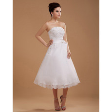 Affordable Casual A-Line Strapless Short Reception Wedding Dresses