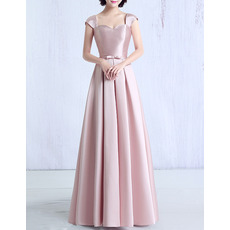 New Sweetheart Cap Sleeves Long Satin Evening/ Prom Dresses