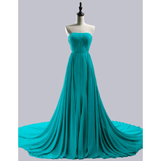 Strapless Chapel Train Chiffon Evening/ Prom/ Formal Dresses