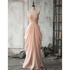 Custom Strapless Floor Length Chiffon Pick-Up Skirt Evening Dresses