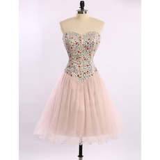 Affordable Sheath Sweetheart Short Rhinestone Homecoming Dresses