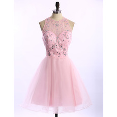 Custom A-Line Sleeveless Short Organza Junior Homecoming Dresses