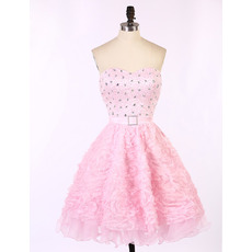 Sweetheart Short Ruffle Skirt Beading Homecoming Dresses