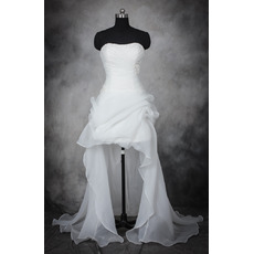 Affordable Strapless High-Low Asymmetric Organza Wedding Dresses