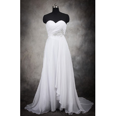 Empire Sweetheart Sweep Train Chiffon Wedding Dresses