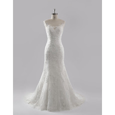 Custom Trumpet Court Train Chiffon Lace Wedding Dresses/ Gowns