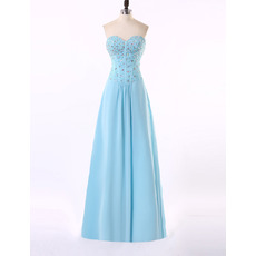 Affordable Sweetheart Floor Length Chiffon Rhinestone Evening Dresses