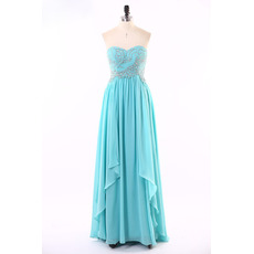 Custom Sweetheart Sleeveless Floor Length Chiffon Evening Dresses