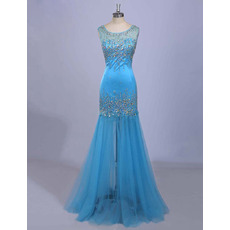 Affordable Trumpet Sleeveless Floor Length Organza Evening Dresses