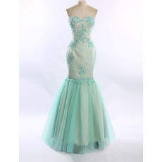 Mermaid Sweetheart Floor Length Satin Organza Evening Dresses