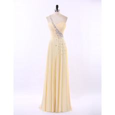 Custom One Shoulder Sweetheart Floor Length Chiffon Evening Dresses