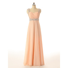 New Sweetheart Floor Length Chiffon Evening Dresses with Straps