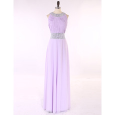 Custom Sleeveless Floor Length Chiffon Pleated Evening/ Prom Dresses