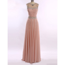 Elegant Sleeveless Floor Length Chiffon Rhinestone Evening Dresses