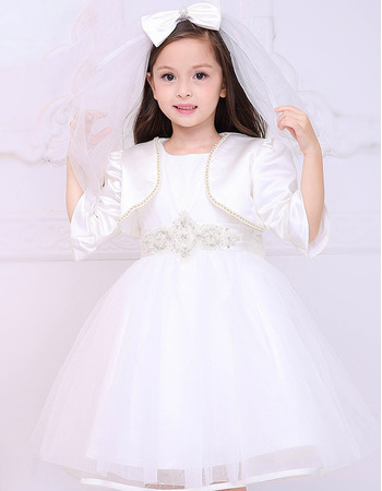 Custom Ball Gown Short First Communion Dresses with Satin Jackets