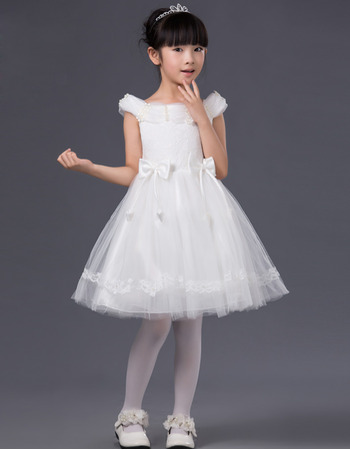 Off-the-shoulder Short Satin Organza First Communion Dresses