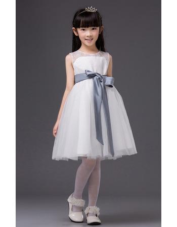 Short Lace First Communion Dresses with Sashes