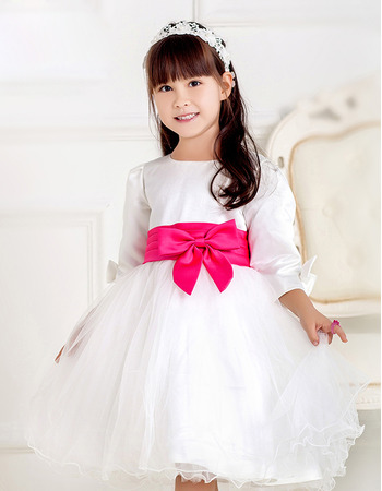 Discount Ball Gown Tulle First Communion Dresses with 3/4 Long Sleeves