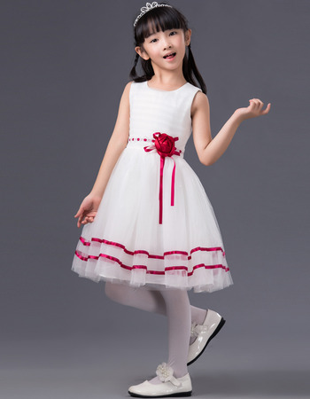 Custom A-Line Sleeveless Knee Length Tulle First Communion Dresses