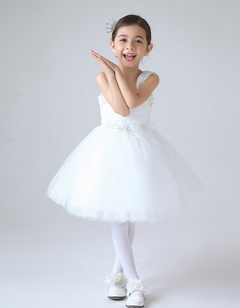 Cute Ball Gown Straps Sleeveless Short Organza First Communion Dresses