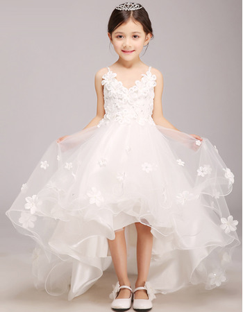 Spaghetti Straps High-Low Girls First Communion Dresses