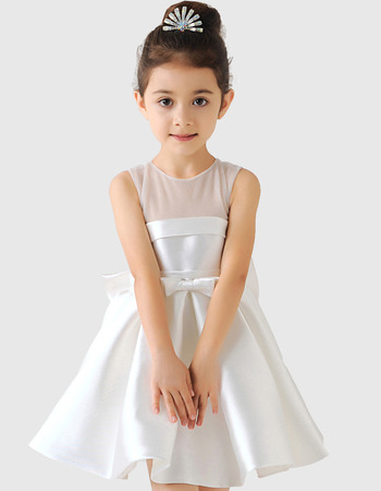 Custom Lovely A-Line Short Satin Girls First Communion Dresses