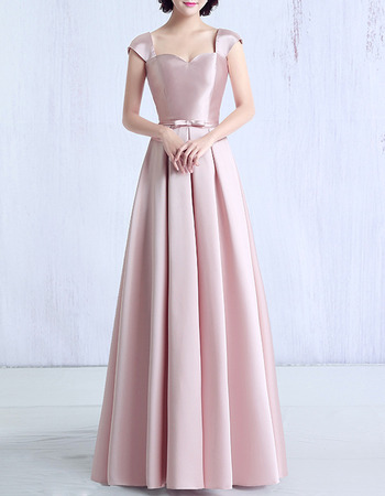 New Sweetheart Cap Sleeves Long Satin Evening/ Prom Dresses