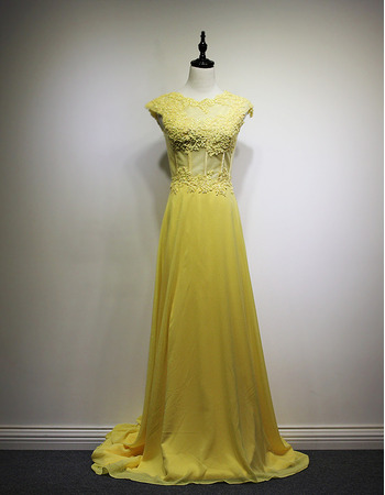 Chapel Train Chiffon Evening/ Prom/ Formal Dresses