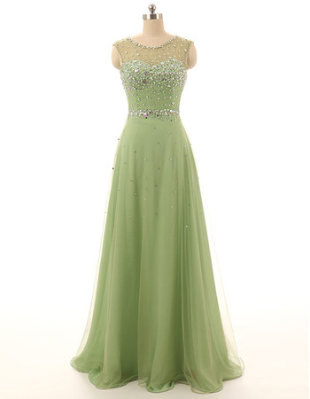 Elegant Sleeveless Floor Length Chiffon Evening Dresses with Sequins