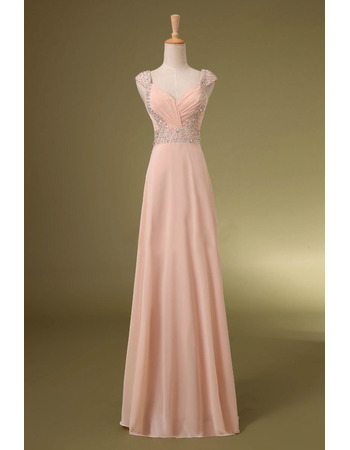 Elegant Sweetheart Floor Length Chiffon Evening Dresses with Straps