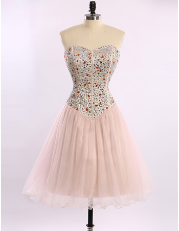 Affordable Sheath Sweetheart Short Rhinestone Homecoming Dresses