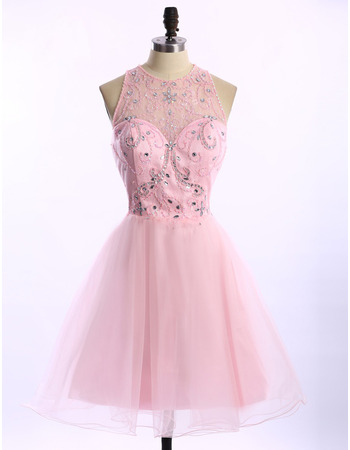 Custom A-Line Sleeveless Short Organza Junior Homecoming Dresses