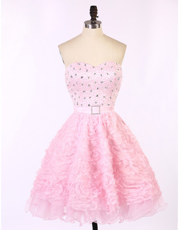 Sweetheart Short Ruffle Skirt Beading Homecoming Dresses