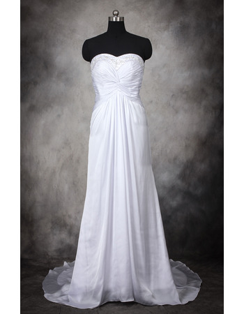 Empire Sweetheart Brush Train Chiffon Wedding Dresses