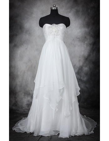 Empire Sweetheart Long Organza Layered Skirt Wedding Dresses