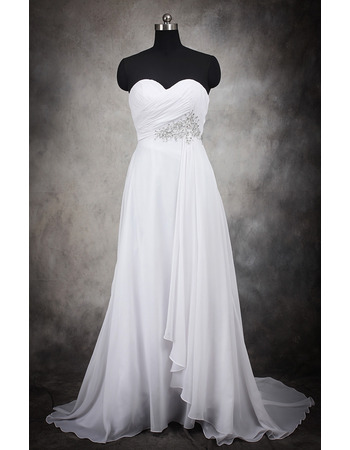 Empire Sweetheart Sweep Train Chiffon Wedding Dresses