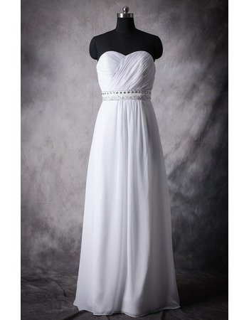 Custom Empire Sweetheart Sleeveless Floor Length Chiffon Wedding Dress