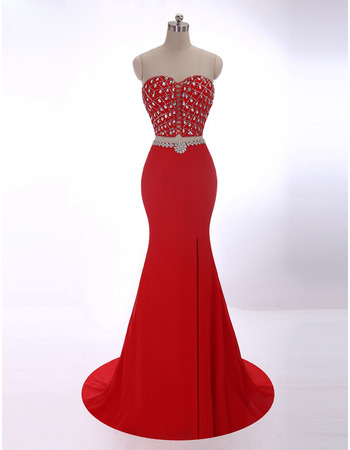 Discount Sheath Sweetheart Sweep Train Two-Piece Evening Dresses