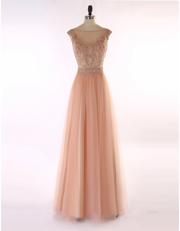 Inexpensive A-Line Sleeveless Floor Length Organza Evening Dresses