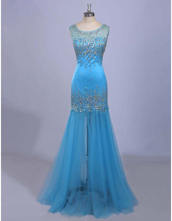 Affordable Trumpet Sleeveless Floor Length Organza Evening Dresses