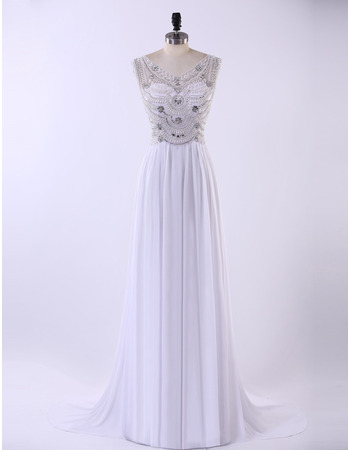 Discount V-Neck Floor Length Chiffon Applique Evening/ Prom Dresses