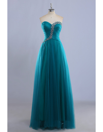 Inexpensive Ball Gown Sweetheart Floor Length Tulle Evening Dresses