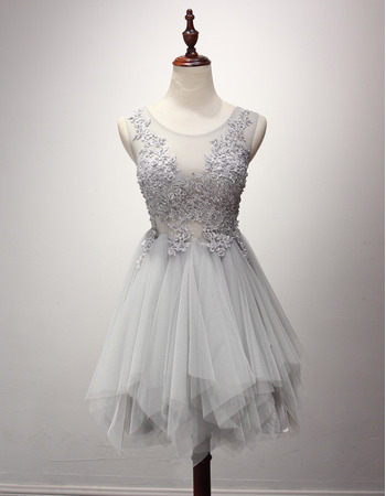 Custom A-Line Sleeveless Short Tulle Layered Skirt Homecoming Dresses