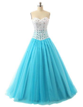 Affordable A-Line Sweetheart Floor Length Rhinestone Prom/ Party Dress