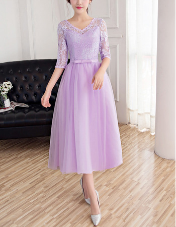bridesmaid gown with lace sleeves