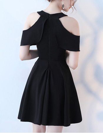 Custom Cap Sleeves Mini/ Short Satin Black Cocktail Party Dresses - US ...