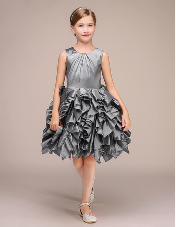 Custom Sleeveless Short Taffeta Ruffle Skirt Flower Girl Dresses