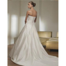 Delicate Ball Gown Strapless Chapel Train Satin Lace Taffeta Wedding Dress